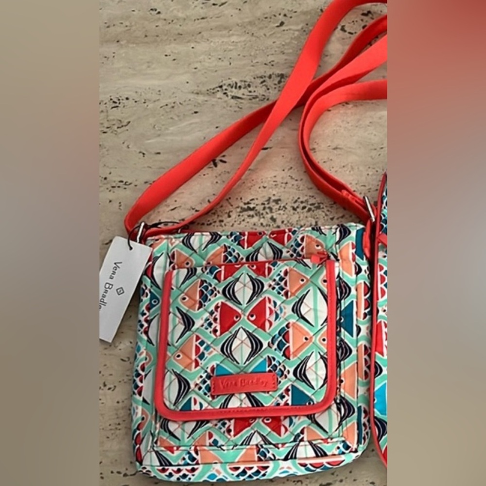 Vera Bradley Coral Teal Geometric Crossbody Bag